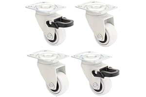 WAGNER Design - 3C - Möbelrollen 4tlg. - weiß, Softlauffläche, Durchmesser Ø 25 mm, Bauhöhe 40 mm, je 2 Rollen mit & ohne Feststeller, Anschraubplatte 30 x 40 mm, Tragkraft 12 kg/Rolle - 02222604
