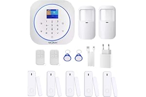 TECPEAK Sistema di Allarme Domestico Senza Fili, Kit di Allarme WiFi/GSM con Sicurezza Sirena, Controllabile a Distanza tramite Telefono Cellulare (A1-B)
