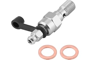 Akozon M10x1.25mm Cilindro maestro de freno de motocicleta Calibrador Tornillo de purga Tornillo Banjo Tornillo + Tapa antipolvo(Plata)