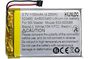 DC 3,7 V 1150 mAh uppladdningsbart litiumpolymerbatteri för Logitech Wireless Mouse MX Master (AHB303450 533-000088)