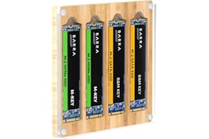 AODUKE 4 Slot Transparent Bamboo Magnetic Closure M.2 SSD Enclosure Box Case, M.2 NGFF Hard Drive Protection Box, M.2 NVME Drive Storage for 2230/2242/2260/2280MM SSD-04M2-Z
