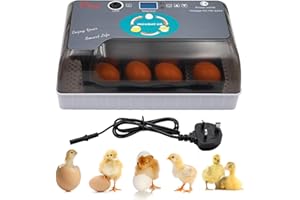 MUYIRTED Chicken Egg Incubator 12 Eggs, Chick Brooder Heater, Automatic Turning, Temperature And Humidity Display, Egg Candler, Chicken Incubator For Hatching Duck, Quail, Dove, Visual, Uk Plug