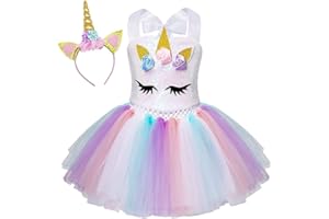 Jurebecia Déguisement licorne arc-en-ciel Tutu fille petite princesse Halloween Soirée cosplay