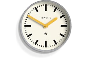 NEWGATE® Luggage metalowy zegar ścienny Zegary ścienne - Designerski zegar stacji - Idealny jako zegar kuchenny - Zegar biurowy - Okrągły zegar - Zegar retro - Zegar metalowy (Żółty)