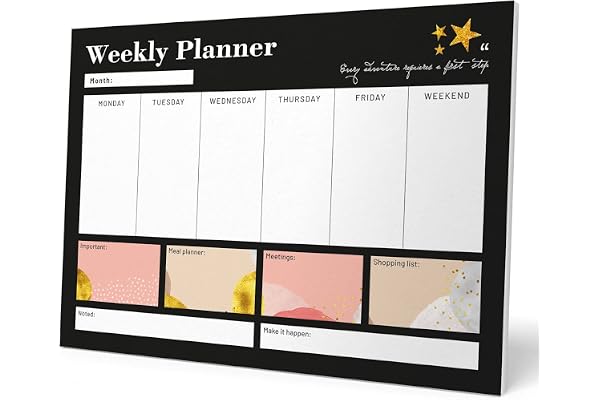 Grupo Erik - Bloc Notes A3 Semainier Glitter | Sous-Main Bureau, Planner Hebdomadaire | Papeterie de Bureau, Fournitures Scolaires, Organisateur de bureau