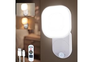 Cadrim Rechargeable Motion Sensor Wall Light, 3 Color Motion Sensor LED Wall Light, Magnetic Sensor Light Indoor, Wireless Night Lights for Living Room, Bathroom, Hallways, Stair, Galleries