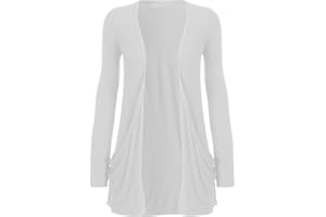 SXME MIGHT SAY Premium Women's Spring Autumn Casual Cardigan Long Sleeve Open Front Waterfall Cardigans Knitted Solid Color Mid-Length Cardigans Shrug for Ladies UK Plus Size