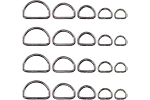Swpeet Lot de 120 anneaux en D semi-circulaires en métal multi-usages pour accessoires de bricolage – 1,27 cm, 1,9 cm, 1,9 cm, 1,5 cm