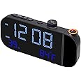 QuantumG - Digital Alarm Clock with FM Radio, Projection Alarm Clock with 180° Adjustment, Voice Controlled, Dual Time, Temperature & Humidity Sensor, Snooze and Adjustable Brightness