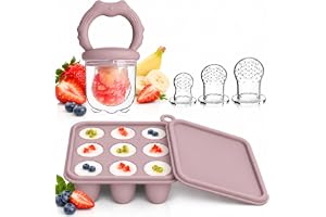 WeSweet Teething dummy fruktmatare för baby 4 m + – silikon isglassformar med 3 extra matare napp – för tandlindring och späd