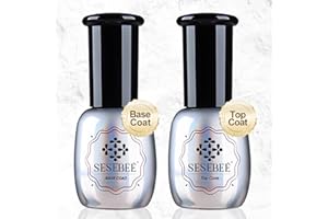 SESEBEE 15ml Gel Top Coat and Base Coat Set, No Wipe Top Coat Base Coat Soak Off Set LED Lamp Dry Clear Shine Gloss Mirror Long Lasting Nail Art Gel Polish Resin Tested Formul (Base & Top Coat)