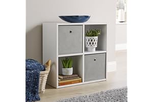 Home Source Storage Cube 4 Shelf Bookcase Wooden Display Unit, White, 60cm