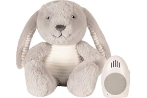 Flow Amsterdam, Peluche Battement de Coeur, Bruit Blanc Bébé | Milo Le Lapin | Gris | Peluche Musicale d'Endormissement | Min