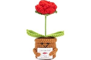 Vinuwu Ich Liebe Dich Geschenke für Frauen & Männer - Handgemachte Häkelrose im Topf, Pocket Hug Rose, Partner Geschenk, Liebesgeschenk zum Jahrestag, Valentinstag oder Hochzeitstag für Sie & Ihn