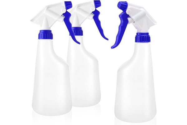 com-four® 3x flacon pulvérisateur avec échelle - pulvérisateur à pompe résistant aux produits chimiques pour acides, hydrocarbures et solvants - flacon atomiseur avec buse réglable - 600 ml (viton)
