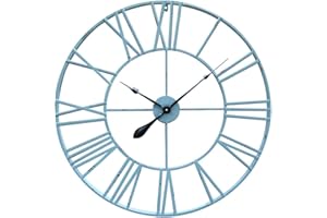 ANTIC BY CASA CHIC Antic de Casa Chic - Gran Reloj de Pared de Metal con Movimiento de Cuarzo - 76 cm de diámetro - Números Romanos - Agujas Vintage - Turquesa
