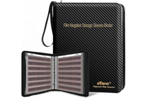 eTone Film Negative Storage Kit, Black PU Leather Album with 50Pcs 35mm Film Acid-Free Sleeves, 13.18x7.08x1.96 Inch, Triple Ring Binder Box