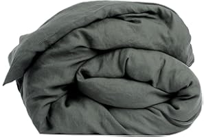 My Linen Home Duvet Cover Made of 100% Stonewashed Linen in Dark Green I Quilt Cover I Machine Washable I Duvet Cover with Zip I Single Duvet 140 x 200 cm