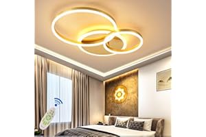 MYLJP LED Deckenleuchte Wohnzimmerlampe Ring Design Metall Deckenlampe Mit Fernbedienung Dimmbar Acryl Deckenbeleuchtung Kinderzimmer Lampe Esszimmer Schlafzimmerlampe Lichter Kronleuchter