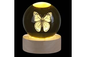 Sahoottie 60mm 3D Butterfly Gifts for Women Crystal Ball Paperweight Butterfly Ornaments Glass Ball Decoration