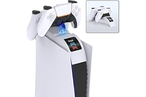 FYOUNG Estación de carga rápida para PS5, Dualsense cargador estación Dock para doble Playstation 5 controladores con indicador LED, soporte de carga dual para controlador Playstation 5 - blanco