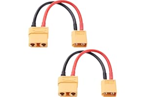 Lyeteung 2 PCS XT60 to XT90 Adapter, XT90 Female to XT60 Male Plug Connector, with 10cm 14AWG Silicone Cable, for RC LiPo Battery
