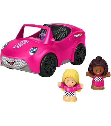 Fisher-Price Little People Barbie Voiture Convertible pour poupée | Voiture à pousser, 2 figurines, musique et sons, motricité fine, jeu d’imitation