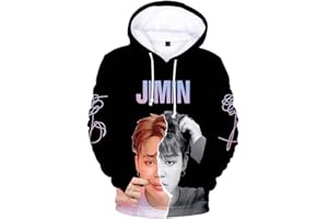 Flyself Unisexe Sweats à Capuche Kpop 3D Imprimé Love Yourself Longue Manche Sweat-Shirt Pull à Capuche Bangtan Boys Suga Jin Jimin Jung Kook V J-Hope RM
