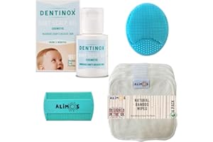 Dentinox Baby Scalp Oil Bundled with Alimos Cradle Cap Silicone Brush & Fine Tooth Comb – Moisturises & Nourishes Dry Skin – With 6 pack Bamboo Baby Wipes – 3 Months & Upward (30ml)