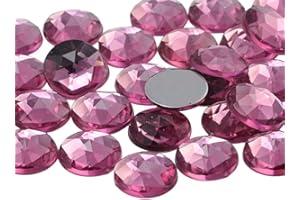 ALLSTARCO 15mm Flat Back Round Acrylic Rhinestones Plastic Gems for Jewelry Making Costume Jewels Cosplay Embelishments - 40 Pieces (Pink Rose .RS72)