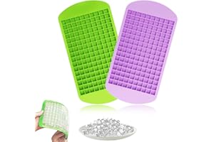EAVUYIS 2 Pezzi Stampo Ghiaccio Silicone, Mini Ghiaccio Stampo,160 Cubetti Ghiaccio, Cucina, Bar, Bevande, Festa（Viola, Verde）