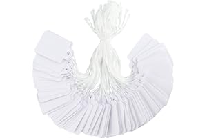 jijAcraft | Pequeñas Etiquetas Precio de Joyeria | 35mm x 22mm | 500 Piezas | Etiquetas de Papel Blancas con Cuerda | Etiquetas de Marcado para Regalo Ropa