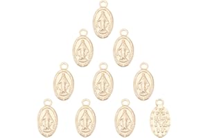 UNICRAFTALE Oval con Colgantes de Virgen María 304 Colgantes Medalla Milagrosa de Acero Inoxidable Pequeño Agujero Abalorios para la Fabricación de Joyería