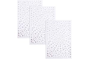 Xinstroe 3 Fogli 975 Pezzi Brillantini Make Up, Brillantini Adesivi per Viso, Strass Adesivi per Make Up, Autoadesivo Cristallo Strass Adesivo Decorazione DIY Adesivi Acrilico Glitter Gemme Perline