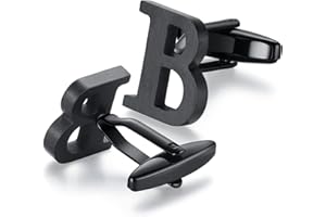 HONEY BEAR Gemelos Camisa de hombre de metal, Acero inoxidable,Nombre Carta Letra Iniciales A-Z,plata