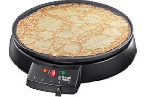 Russell Hobbs Electric Crepe & Pancake Maker - Large 30cm (12 inch) easy to clean Non-stick hotplate, Crepe making tools inc, Adjustable thermostat, Power on & temp indicator light, 1200W, 20920