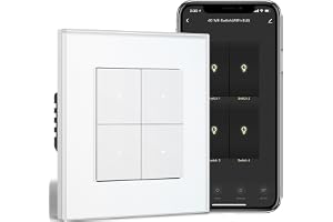 BSEEDLIFE Smart WiFi väggbrytare för smart hem, kompatibel med Alexa, Google Home (via Tuya/Smart Life-appen), 4 växlingsbryt