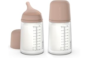 Suavinex, Pack 2 Biberón Anticólico Zero Zero 270 ml con Tetina de Flujo Medio (M) de Silicona, Bebés +3 Meses, Leche Materna, de Fórmula y Líquidos Densidad Media, Compatible Lactancia, Medium