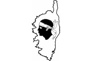 JVM - Autocollant sticker tuning pour voiture, boite à lettre, pc ordinateur portable laptop : (Noir sur fond transparent, Lot de 2 - Corse île de beauté 12x6 cm)