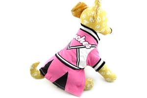 Ranphy Vestito per cani di piccola taglia per gatti chihuahua vestiti per ragazze con gonna per cuccioli, stampa rosa e nero XS