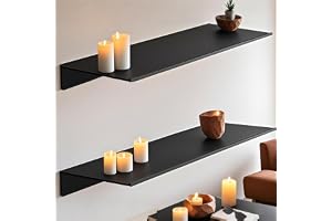 FAAING 2 40 cm vägghyll, metall, svart, svävande hylla, väggpanel, metallhylla för vardagsrum, badrum, kök, sovrum
