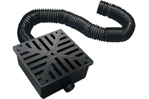 NATOTELA Catch Basin Drain Kit 25x25cm Square Downspout Extension 15mm Thick Drain Cover 2 Outlet 205mm Stretched Length Pipe Low Profile Drain Gulley No Deep Dig Needed for Yard Garden Cement Floor