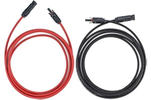 Bemodst Solar Panel Extension Cable - 1M/2M/3M M-C-4 Solar Panel Cable 6mm² PV Wire (Black Cord + Red Cord) with Female and Male Connector for Solar Panels, Photovoltaic Systems (3M/9.8FT)