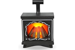 KUPITM6 Wichtel Kamin mit Licht, LED Wichtel Zubehör Feuerstelle, Wichtel Ofen Wichteltür und Puppenhaus Deko, Beleuchtung Puppenhaus Kamin, Krippenzubehör Miniatur Kamin