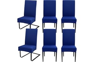 HOPELIT Stuhlhussen 6er Set für Schwingstühle, Abnehmbarer Waschbarer Stühle Schutz Dekoration, Stretch Stuhlbezug Hussen für Esszimmer, Hochzeit, Hotel, Küche, Partys Deko, Zeremonie, Blau