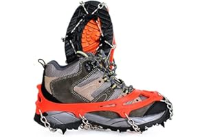 Amasawa Ice Snow Crampons, Hiking Climbing Crampons, Stainless Steel Crampons, Manganese Steel Crampons, for Walking, Hiking, Fishing and Mountaineering on Snow, Climbing, Outdoor