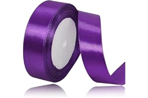 Ruban Satin Violet 20mm, 23m - ASALZBOAY - Soie - Anniversaire, Noël, Halloween - Violet - Ruban de Décoration pour Cadeaux, Mariage, Couture et Artisanat
