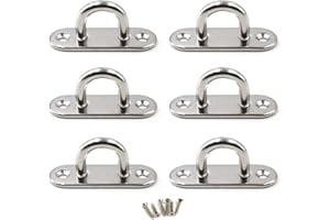 FLOMORE M6 Plato de gancho para techo Placa ocular 304 Acero inoxidable Gancho para montaje en pared Servicio pesado para colgar Paquete de 6 (tornillos incluidos)