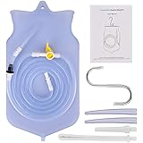 HailiCare Enema Bag Kit BPA Free- 150cm Non-Toxic Silicone Hose (2 Quart, Open top), Premium Stopcock Tap, 5 Nozzle Tips for
