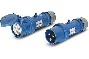 Kit de prise et raccord CEE 230 V/16 A 3p bleu IP44 pour camping Mennekes
